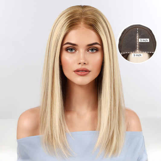 KKU 16 Inch Ombre Golden Brown Human Hair Wigs for Women,5x5 Lace Front Wigs Human Hair,wigs for women