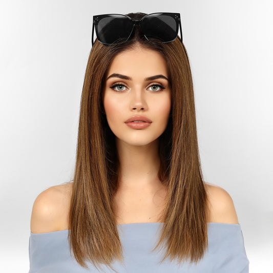 KKU 16 Inch Ombre Brown Human Hair Wigs for Women,5x5 Lace Front Wigs Human Hair,wigs for women