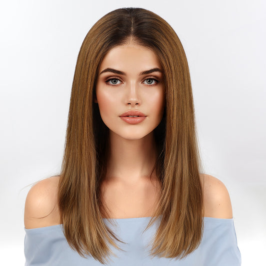 KKU 16 Inch Ombre Brown Human Hair Wigs for Women,5x5 Lace Front Wigs Human Hair,wigs for women