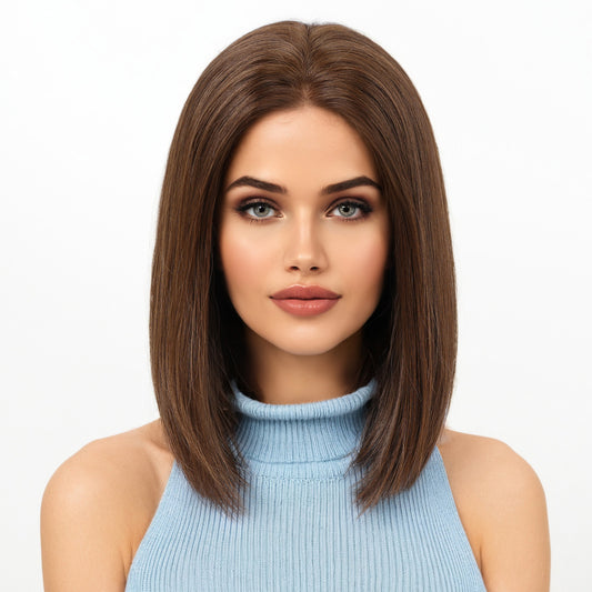 5x6 Lace Front Human Hair Wig，small cap size，Hand-Tied Craft，(8K#)