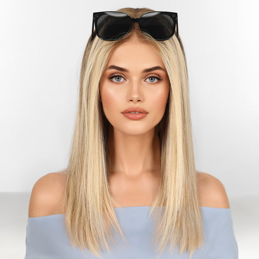 KKU 16 Inch Ombre Golden Brown Human Hair Wigs for Women,5x5 Lace Front Wigs Human Hair,wigs for women
